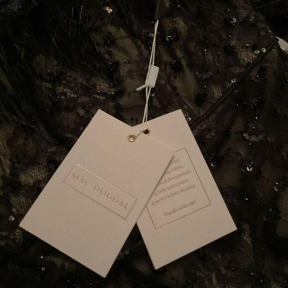 Mac Duggal 68140 Womens Black Embellished Feather Strapless Column Dress - Picture 13 of 14